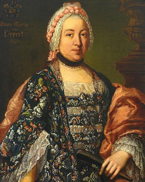 unknow artist Portrait der Anna Maria von Lippert, mit Wappen und Jahreszahl oil painting image